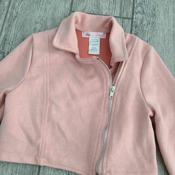 Love To Be Loved Girls Pink Faux Suede Moto Jacket Size 6 - Picture 5 of 8